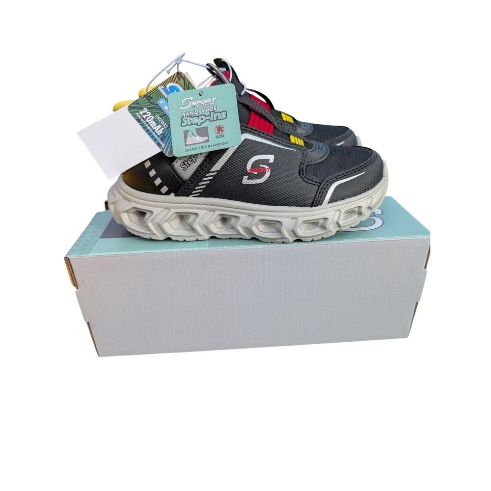 NEW S Sport by Skechers Kaleb Boys Hands Free Step-Ins Light Up Black Size 11